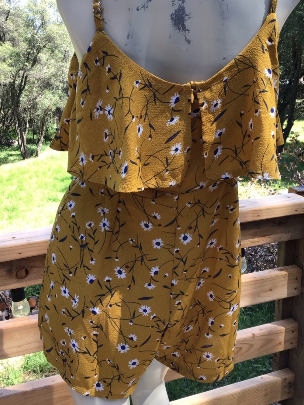 Mustard Floral Ruffle Romper - Picture 6 of 9